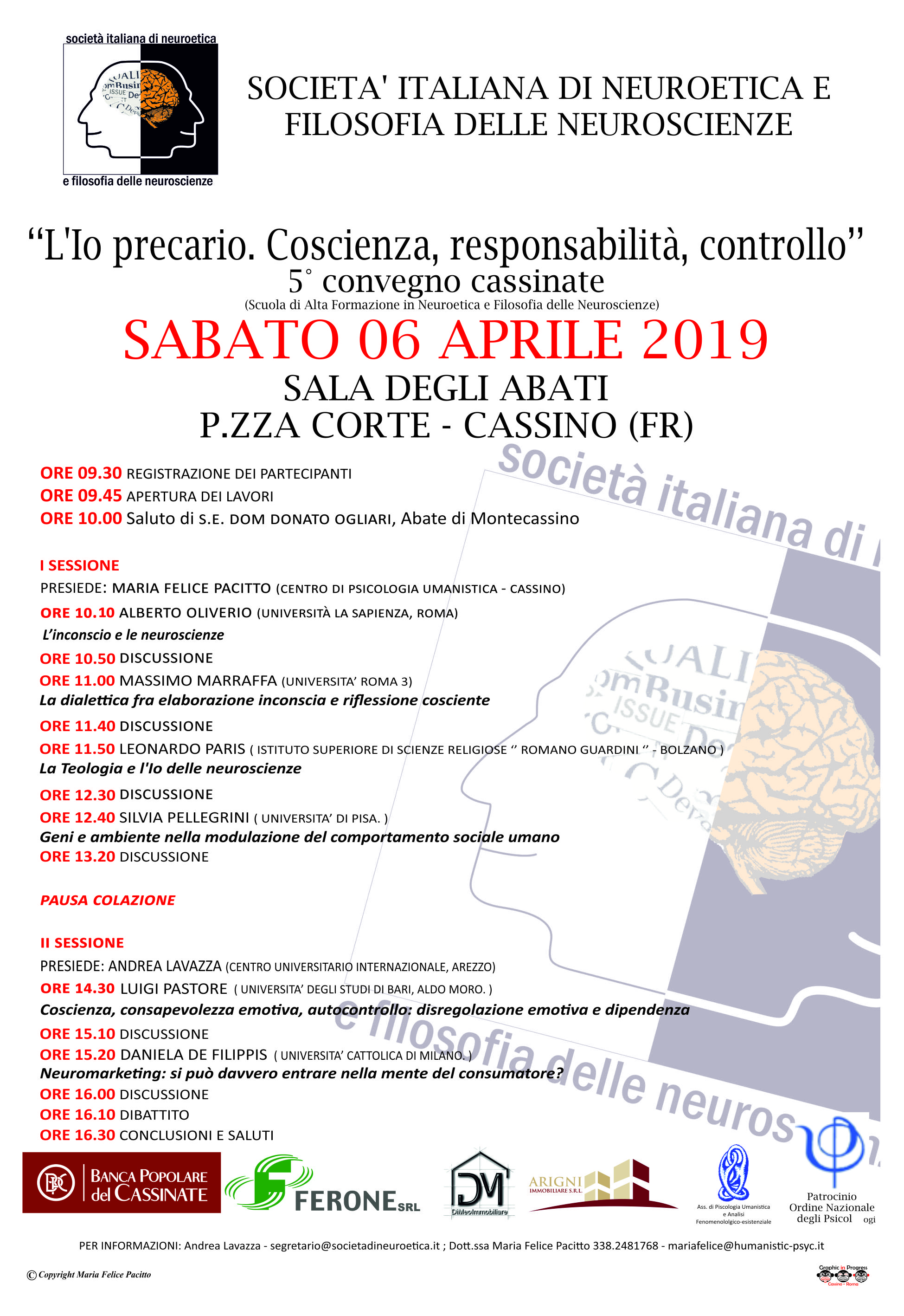 QUINTO CONVEGNO NEUROETICA 2019